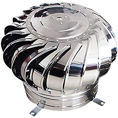 304 Stainless Steel Rotating Chimney Cowl Chimney Caps Roof Turbine Ventilator No Assembly Required Rainproof for Roof Vents Chimney Fireplace Bathroom Kitchen Garage Flue Rain Cap,300mm/11.8in