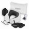 Cozyor Reiseset 4-teilig: Nackenkissen + Schlafmaske + Reisekissen & Reisedecke 2 in 1 + Ohrstöpsel, mit Rucksack-Clip & Kofferbefestigung
