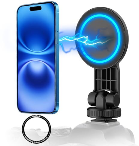 Magnético Trípode Montura Abrazadera con Fría Zapata, 1/4 Magnético Cámara Teléfono Montaje Compatible para iPhone 17/16/15/14/13/12 Pro MAX, Android Dispositivos Fotografía Accesorios