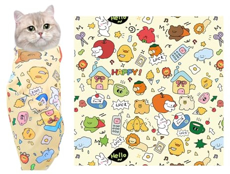 Yamobi Wrap per La Cura dei Gatti per Cura del Pelo E Taglio delle Unghie, Avvolgimento Facile E Sicuro con Sistema di Mantenimento dei Gatti, Ideale per Casa O in Viaggio (55x55cm)