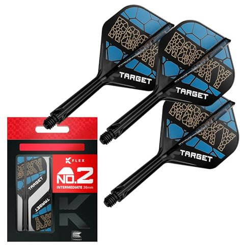 Target Darts Josh Rock K Flex Flights und Schaft System, No.2 | 3er-Pack Kflex All In One Flights, Player Edition Darts Zubehör | K-Flex Dartschaft Intermediate (26 mm)