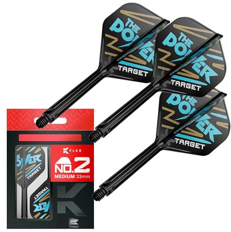 Target Darts Phil Taylor K-Flex-Flight- und -Schaft-System, No. 2 | Packung mit 3 K-Flex-All-in-one-Flights, Player-Edition-Dartzubehör | K-Flex-Dartschaft – Medium (33 mm)