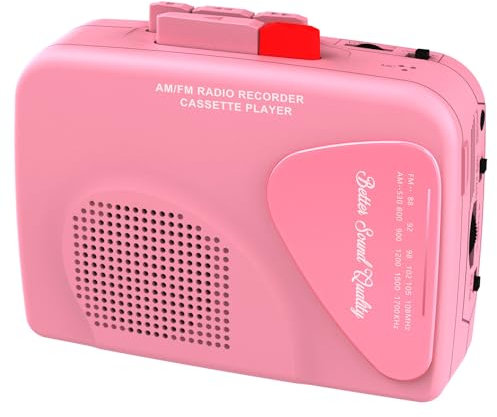 Reproductor de Casetes Portátil, Grabadora, Radio Am/FM, Altavoz Integrado, Salida para Auriculares y Clip para Cinturón Incluido