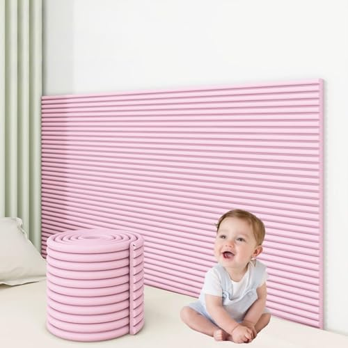 3D Anti-Collision Wall Cushion Padding, Peel and Stick Headboard Upholstered Wall Panels, Self-Adhesive Wall Panel for Bedroom/Living Room/Tatami/Playroom(Pink,11.8 x 78.7)