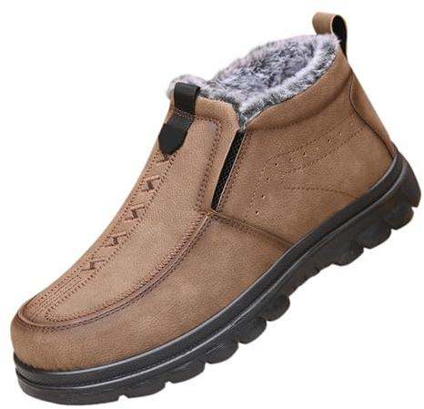 Zapatos de invierno para hombre sin cordones, botas de nieve forradas para hombre, botas de invierno, antideslizantes, antideslizantes, para senderismo, trekking, deportes clásicos, para hombre