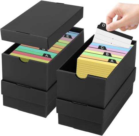4 Piezas Caja De Fichas A6, Capacidad De 980 Hojas, Caja Para Tarjetas De Índice A6 Para 101,6 × 152,4 mm, Para Tarjetas De Lectura, Color Negro, Caja De Vocabulario Para Aprender De Viaje