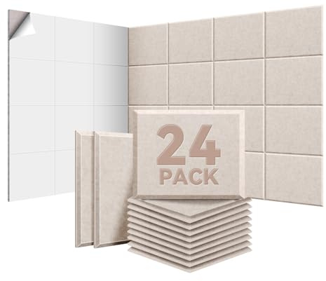 Sonuvia 24 pieza Paneles Acústicos autoadhesivos, 30*40*0.9cm Aislamiento acústico eficaz, alta densidad (230kg/m³) NRC 0.95, cubre 2,88 m², espuma acústica para paredes y puertas, sala de juegos