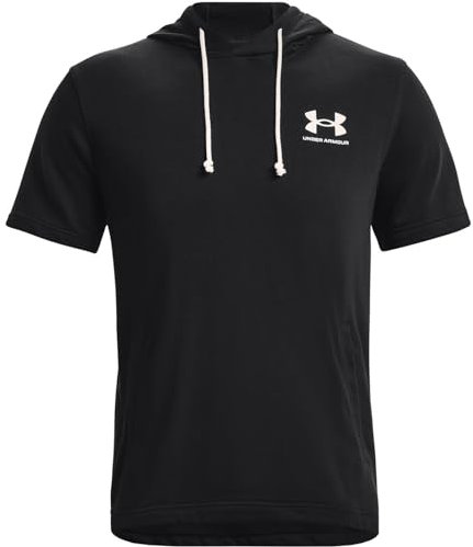 Under Armour Mens Fleece Tops Men's Ua Rival Terry Short Sleeve Hoodie, Black, 1370396-001, LG, L