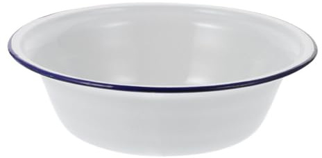 SHERCHPRY Retro Enamel Basin 7.87In Thickened White Enamel Bowl with Anti-Skid Bottom Large Multi-Purpose Kitchen Supply for Washing Vegetables Rice Fruits Mixing Dough Beating Eggs