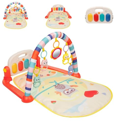 Kikkaboo arco di gioco coperta gattonare Tasti del pianoforte gufo felice musica, colori:rosso