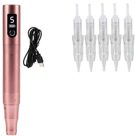 Tatueringssatser Rose Gold Professionell Trådlös Permanent Makeup Penna Microshading Skönhet Ögonbryn Läppar Tatuering Patron Tillbehör För nybörjare(Color:Rose Gold)