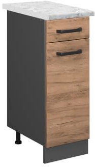 Vicco Schubladenschrank R-Line, Goldkraft Eiche, 30 cm AP Marmor