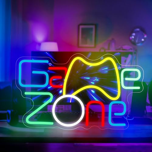 Cartel de luz de neón, cartel de neón para juegos, zona de juegos, letrero de neón, letrero luminoso para sala de juegos, pared, sala de juegos, bar, fiesta, habitación infantil, regalo para niños