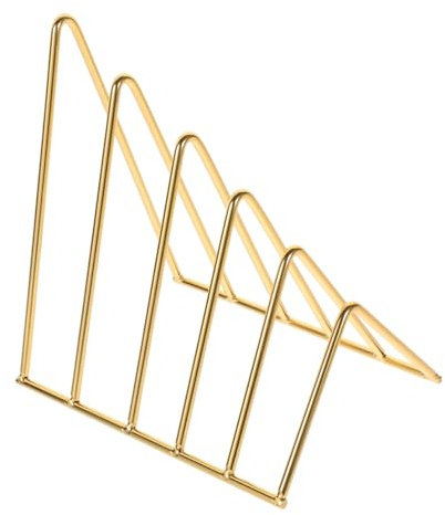 Cabilock Supporto per Libri in Ferro Angoli Arrotondati Oro, Organizer da Scrivania Pratico e Semplice per Ufficio e Aula, Porta Riviste Elegante e Compatto