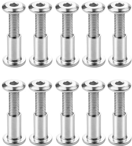 10 Pezzi Vite per Mobili Raccordo, Viti di Collegamento M6, Connettore per Armadio, Viti A Manicotto In Acciaio Inox, Viti di Giunzione Connettori, per Mobili, Armadi, Tavole di Legno (M6 x 25mm)
