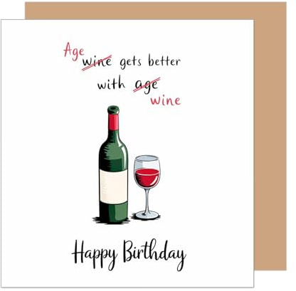 Edition Seidel Tarjeta de cumpleaños cuadrada premium con sobre, tarjeta de felicitación de feliz cumpleaños con texto en alemán para hombre, mujer, novio, novia, vino divertido (GQ409 SW025)