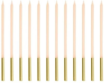 Tall Birthday Candles, Peach and Gold, 14 cm, Set of 12