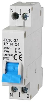 gloca Interruttore Magnetotermico Automatico 1P+N 220V 4.5KA 1 Modulo DIN (6 Ampere, 1)