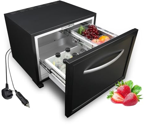 Techomey 12V Drawer Fridge 50L, 12V/240V 2 Way Fridge, 0℃-15℃