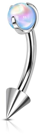 Agrewd Bijoux de piercing Opale Rook 16G Barre sourcil Barres labret vertical lèvres Boucles d'oreilles cartilage Barbell courbé Fileté intérieurement Daith Tragus Hélix Barre pour femmes 6 8 mm