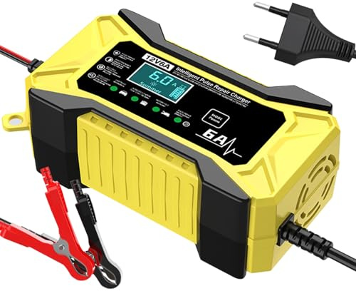 Dewireaey Cargador De para Batería De Automóvil 12V - Portátil 12V Mantenedor Inteligente De Acumulador | Electrónica Automotriz con Pantalla LCD Y Compensación De Temperatura para Vehículos