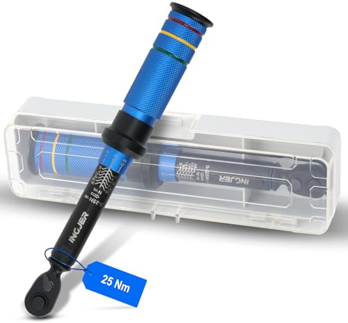 INGJER clés dynamométriques, clé dynamométrique 1/4, 3-25Nm, pour vélo | Précision ±3% certifiée • Cliquet 72 dents réversible • Réglage fin 0,1Nm • Acier traité • Boîtier de rangement inclus