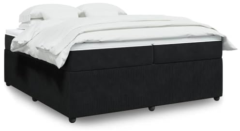 QJBSAVVA Boxspringbett 200x200 cm Schwarz Samt Doppelbett mit Taschenfederkernmatratze & Topper Modernes großes Ehebett für Schlafzimmer Gästezimmer Jugendzimmer