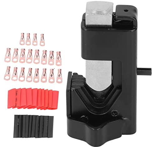 HELEVIA Strumento per Crimpare Capocorda, Pinza per Capocorda Batteria a Martello con Tubo Termorestringente a 20 Terminali 20 per da 8 AWG a 0000 AWG, Realizzato con Materiali di Alta