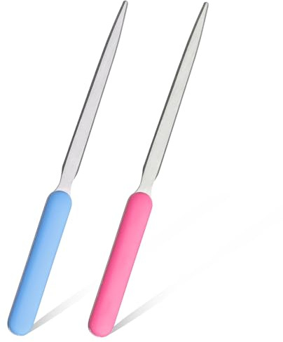 ZEYIYER 2 Pcs Letter Openers, Lightweight Envelope Slitter, Stainless Steel Mail Envelope Opener, Decorative Letter Openers Envelopes Slitter for Office Home Supplies (Blue Pink)