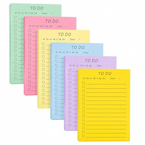 6 Pack Lined Sticky Notes 300 Sheets 6 Pastel Colours 15 x 10 cm | Horizontal lined pages, 6 pastel colours, 300 sheets, 15 x 10 cm, self adhesive notes, for school office home