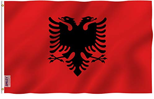ANLEY Fly Breeze 3x5Pi Drapeau Albanais-Couleur Vives Résistes aux UV-Entête en Toile/Double Couture-Drapeau Albanais Polyester, Oeillet en Laiton 3X5Pi
