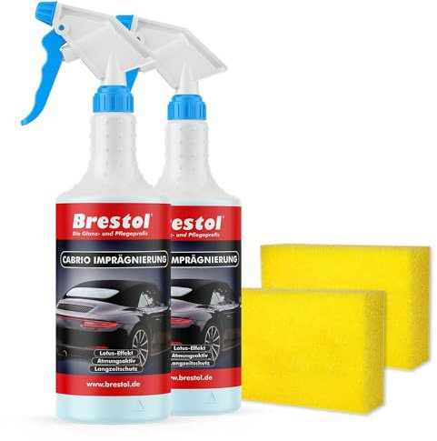 Brestol Impregnación de capota y textil descapotable 2 x 750 ml + esponja pulidora – impregnación universal para textiles impregnación de tapicería
