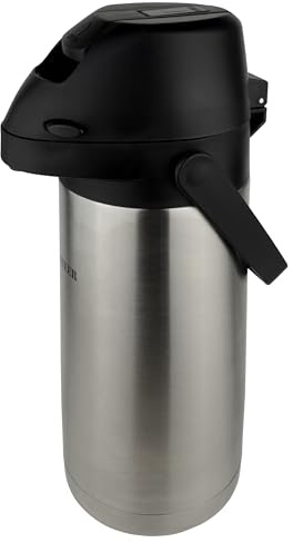 Pioneer Airpot, Termoskanna 1,9 l, rostfritt stål, med spak | Läckagesäker termos med spak för varma och kalla drycker. Enkel pumpdispenser för evenemang, med praktisk kaffemärkning