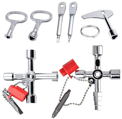 Vegena - Lot de 5 clés multifonctionnelles en zinc avec clés carrées et triangulaires pour compteur d'eau, compteur électrique, radiateur