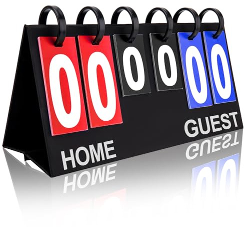 IVONNEY Flip Scoreboard Tabletop Score Flipper, Football Portable Scoreboard, Flip Score Keeper, Outdoor Score Flip Cards for Basketball Volleyball Tennis Sports - 6 Digits Scoreboard