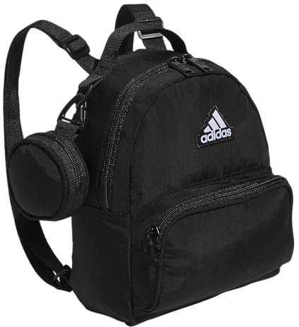 adidas Mini mochila para mujer, bolsa pequeña para viajes, gimnasio, festivales y más, Negro/Blanco, Talla única, Mini mochila para mujer, bolsa pequeña para viajes, gimnasio, festivales y más