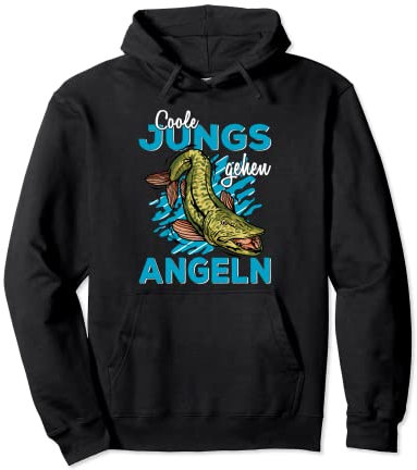 Coole Jungs gehen Angeln lustiges Fische Sportfischer Angler Pullover Hoodie