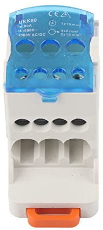 Lwuey Bloc de Distribution électrique UKK-80A, Boîtier Jonction Monophasé Niveaux Sur Rail Din Bornier Repartiteur Bornes Armoire Haute Tension Connecteur Câble Cuivre Couvercle Transparent Résistant