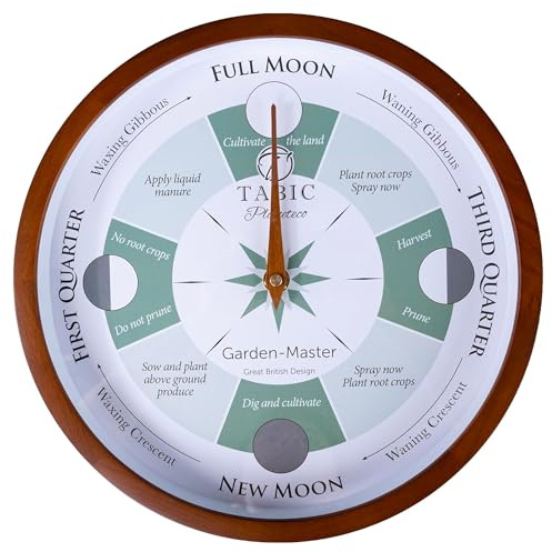 Tabic Planeteco Garden Master - Moon Gardening Clock - farmers almanac and lunar cycle -Essential Gardening Tool for Biodynamic & Organic Gardening - Transform Your Garden - Dark Stain