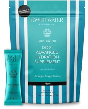 PAWER WATER JOINT SUPPORT & HYDRATION SUPPLEMENT FOR DOGS — Advanced Soluble Powder With Collagen, Hyaluronic Acid, Biotin, Electrolytes w/Vitamins C & E — for All Breeds, 2 to 4 Weeks Supply