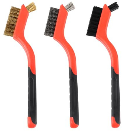 3 Cepillo de Alambre, Establecer Metal Pintura Limpiar Acero Inoxidable/Nylon/Cepillo de Latón, para Limpieza de Brocas de Madera, Escoria de Soldadura, Eliminación de óxido, 3 Pequeños