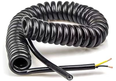 Muelle Espiral Cable extensible en espiral de 2 núcleos, 24AWG, 20AWG, 17AWG, 14AWG, Cable de alimentación negro, 2,5 metros, 5 metros, 7,5 metros, Cable telescópico de resorte Retráctil Bobina (Size