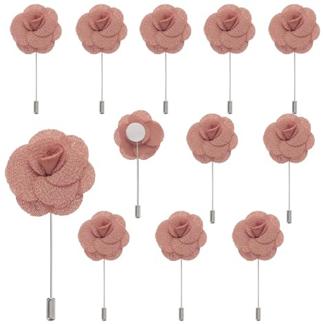 QUARKZMAN 12 Pièces Épinglette Boutonnière Camellia Roses Accessoire Boutonniere Corsage pour Cérémonie de Mariage Anniversaire Bal de Promo Dîner Formel Décoration de Costume