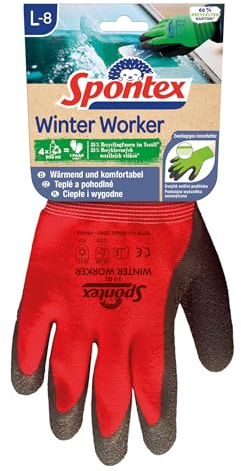 Spontex Winter Worker arbetshandske, för grovt arbete i kyla, tillverkad av återvunna PET-flaskor, storlek L, 1 par, färg kan inte väljas fritt