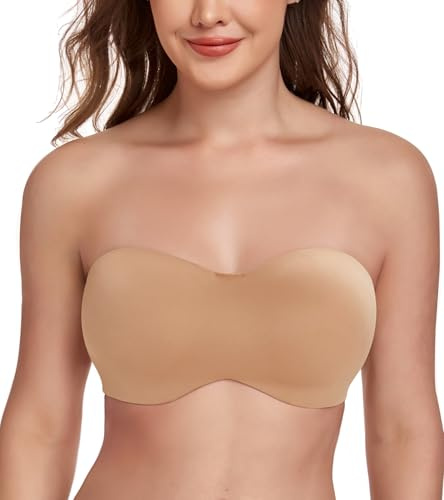 Lemorosy Sujetador sin Tirantes sin Relleno Bandeau Tallas Grandes para Mujer 95D, Fur
