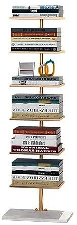 Moderna torre de libros de metal de 8 niveles, estantería invisible para sala de estar, oficina en casa, estudio, elegante acabado dorado (35 x 28 x 115 cm)