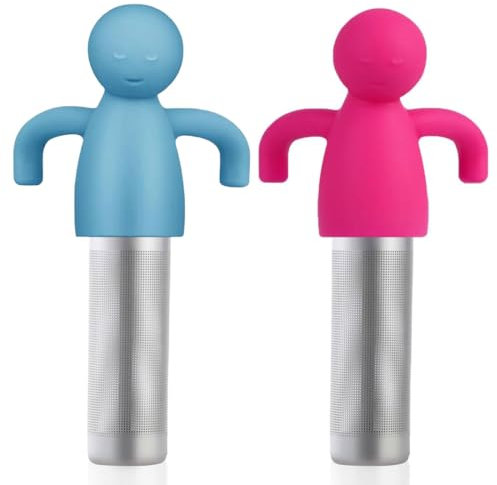 WUSJCOF 2 Pezzi Infusore per Tè, 304 Acciaio Inossidabile Filtro Ultrafine con Manico, Design Divertente per Tazza e Teiera, Resistente alla Corrosione, Versatile, Regalo per Amanti del Tè