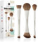 EIGSHOW Pinceaux Maquillages, 3 pièces kit pinceaux maquillages à double extrémité, Set Pinceau Maquillage en fibres synthétiques douces, Convient pour les poudres liquides et crémeuses(Beige)