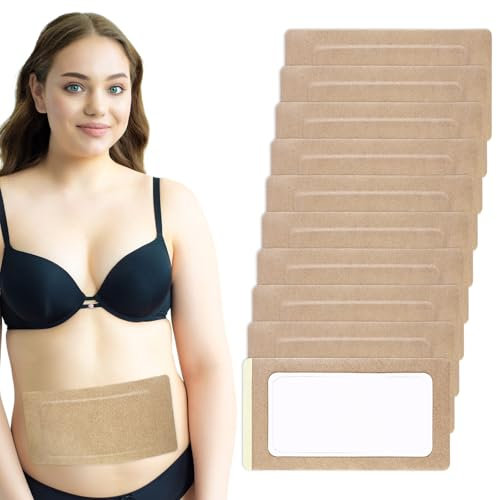 Ptwola 10PCS Castor Oil Pack Wrap, 11.8x6.3 Large Self-Adhesive Organic Cotton Pads Disposable No Wash Castor Patches Highly Absorbent Anti Leakage for Belly Button Stomach (Oil Not Included)