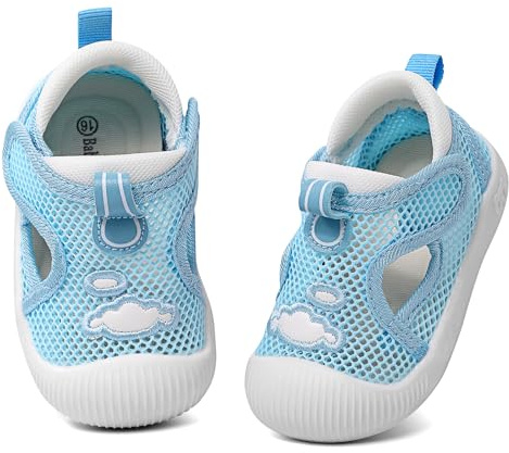 MASOCIO Zapatos Bebe Niño Niña Verano Sandalias Primeros Pasos Bebé Zapatillas Respetuoso Calzado Respetuosas 6-12 Meses Antideslizante Talla 18 Azul Claro